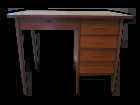 Beau bureau vintage années 70 - couleur chêne - 5 tiroirs et 1 clé - Style scandinave