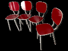 Suite de 4 chaises 1960  Formica rouge parfait état