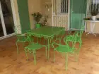 table et 8 chaises en fer forge