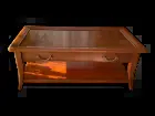 Table basse rectangulaire en acajou avec tiroir