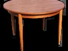 Ancienne table ronde à rallonges style scandinave années 1960